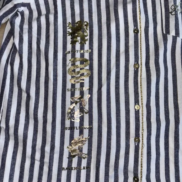 HARRY POTTER Team Hogwarts STRIPED SLEEP SHIRT Dress‎ Pajama L 10-12 Love Lounge - Picture 7 of 13